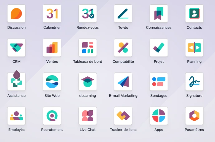 Modules Odoo intégrés : CRM, ventes, stock, comptabilité
